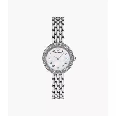 Emporio Armani dameshorloge van roestvrij staal met twee wijzers - zilver AR11354