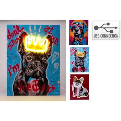 Home & Styling Schilderij neon dog 30x40cm