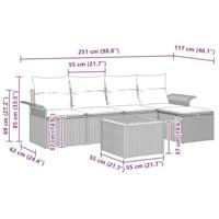 Tuinbankenset met kussen met opslag 6 pcs Zwart Poly riet - thumbnail