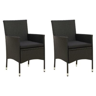 VidaXL Tuinstoelen 2 st met kussens poly rattan zwart