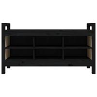 Halbankje 110x40x60 cm massief grenenhout zwart - thumbnail