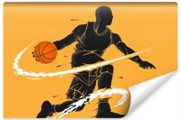 Fotobehang - Dribbelende Basketbal Speler, 11 maten, premium print, incl behanglijm - thumbnail