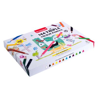 Bruynzeel triple kleurpotlodenset, 12x12 kleuren Bruynzeel triple kleurpotlodenset, 12x12 kleuren