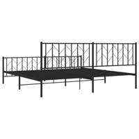 Bedframe met hoofd- en voeteneinde metaal zwart 200x200 cm - thumbnail