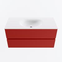 MONDIAZ VICA 100cm badmeubel onderkast Fire 2 lades. Wastafel MOON midden zonder kraangat, kleur Talc. - thumbnail