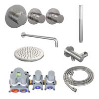 Regendoucheset 17 Inbouw Muur Brauer Brushed Edition 20cm Rond Geborsteld Nikkel PVD 3 Greeps 3-weg Met Thermostaatkraan en Staafhanddouche - thumbnail