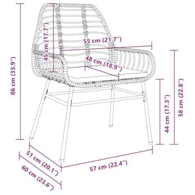 Tuinstoelen 2 st met kussens poly rattan bruin - thumbnail