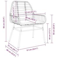 Tuinstoelen 2 st met kussens poly rattan bruin - thumbnail