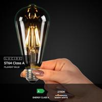 Lucide ST64 Class A - Filament lamp - Ø 6,4 cm - LED - E27 - 1x7W 2700K - Transparant - thumbnail