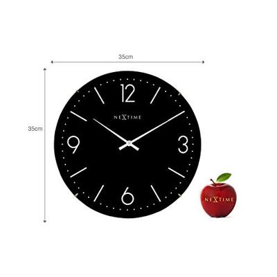 NeXtime NE-3157ZW Wandklok Dia. 35 Cm, Bol Glas, Zwart, 'Basic Dome' NeXtime NE-3157ZW Wandklok Dia. 35 Cm, Bol Glas, Zwart, 'Basic Dome'
