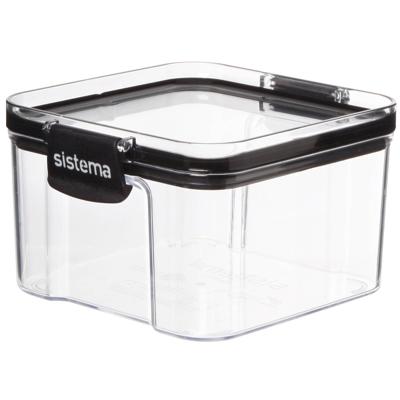 Sistema Voorraaddoos Tritan Vierkant 460 ml Transparant/Zwart Sistema Voorraaddoos Tritan Vierkant 460 ml Transparant/Zwart