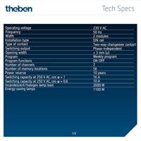 Theben 6120130 Schakelklok Digitaal Weekprogramma 2600 W IP20 Display-verlichting, Gangreserve, Zomer- en wintertijd omzetten (automatisch), Stopwatch, - thumbnail
