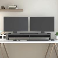 VidaXL Monitorstandaard 100x24x16 cm massief grenenhout grijs - thumbnail
