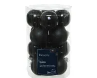 Decoris kerstballen set glas 16st zwart 3,5cm - thumbnail