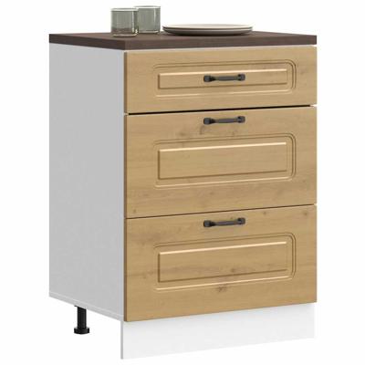 Keuken onderkast Kalmar bewerkt hout artisanaal eikenkleur