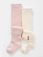 Set met 2 paar maillots met fantasie in tricot voor babymeisjes roze (poederkleur) - thumbnail