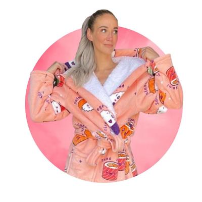 Sushi badjas met capuchon - luxe gevoerd-l/xl