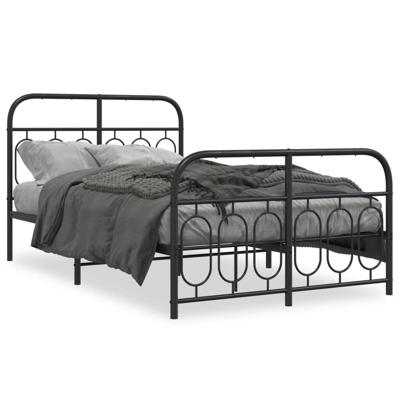 Bedframe met hoofd- en voeteneinde metaal zwart 120x200 cm