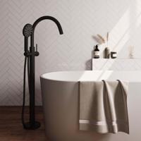 Vrijstaande Badkraan Brauer Black Met Handdouche Rond Mat Zwart - thumbnail