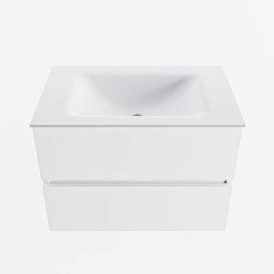 MONDIAZ VICA 70cm badmeubel onderkast Talc 2 lades. Wastafel CLOUD midden zonder kraangat, kleur Talc.