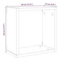 Wandschappen kubus 4 st 30x15x30cm bewerkt hout oud houtkleurig - thumbnail