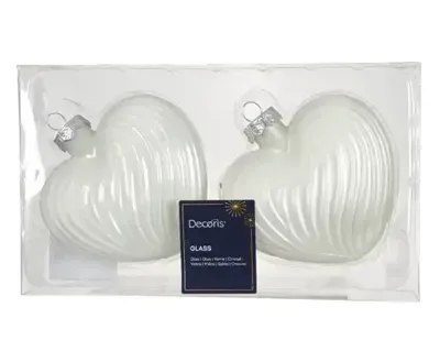 Decoris kersthangers glas hart 2st winterwit