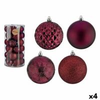 Set kerstballen Paars 8 cm PVC (4 Stuks) - thumbnail