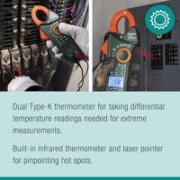 Extech Extech EX623A Stroomtang Digitaal IR-thermometer CAT III 600 V Weergave (counts): 6000 - thumbnail