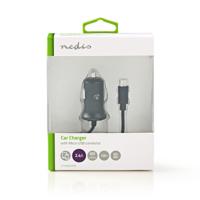 Auto-oplader | 2,4 A | Vaste kabel | micro-USB | Zwart - thumbnail