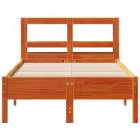 Bedframe zonder matras massief grenenhout wasbruin 75x190 cm - thumbnail