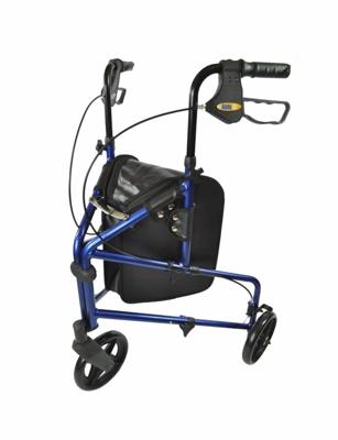 Lichtgewicht aluminium 3-wiel Rollator blauw