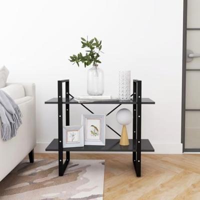 Boekenkast met 2 schappen 80x30x70 cm spaanplaat grijs