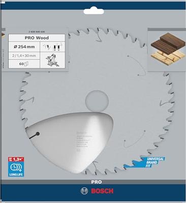 Bosch Professional Cirkelzaagblad PRO Wood | Ø 254 x 2,0 x 30mm 60T - 2608640436 Bosch Professional Cirkelzaagblad PRO Wood | Ø 254 x 2,0 x 30mm 60T - 2608640436
