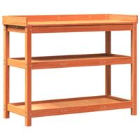 VidaXL Oppottafel met schappen 108x45x86,5 cm grenenhout bruin - thumbnail