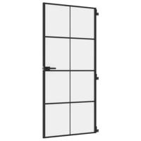 VidaXL Binnendeur smal 93x201,5 cm gehard glas en aluminium zwart - thumbnail
