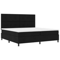 Boxspringbed met Matras en LED Licht in Zwart, 200 x 200 cm Stof - thumbnail