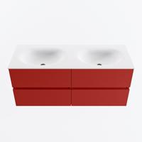 MONDIAZ VICA 120cm badmeubel onderkast Fire 4 lades. Wastafel MOON dubbel zonder kraangat, kleur Talc. - thumbnail