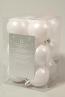 12 onbreekbare kerstballen winterwit 6 cm - thumbnail