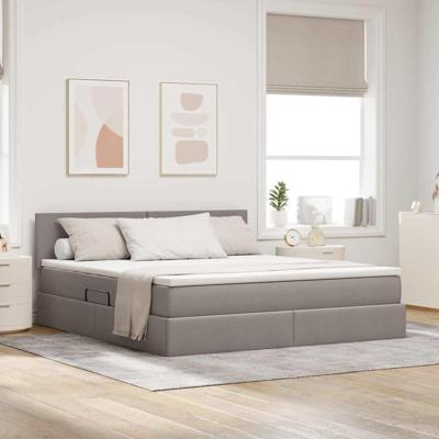 Opbergbed met matras met matras Taupe 180 x 200 cm Bewerkt hout