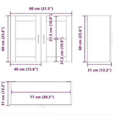 Keukenbovenkast met glazen deur Porto zwart