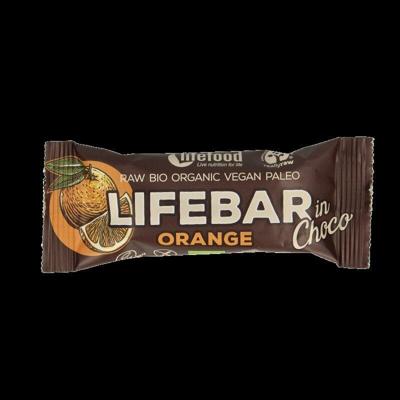 Lifefood Lifebar inchoco sinaasappel bio raw 40 Gram