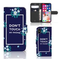 Apple iPhone X | Xs Portemonnee Hoesje Flowers Blue DTMP - thumbnail