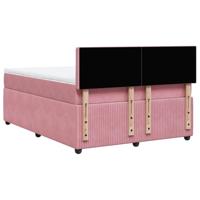 Boxspring met matras fluweel roze 140x200 cm - thumbnail