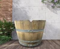 Houten wijnvat - Ronde plantenbak - doorsnede 70 cm - thumbnail