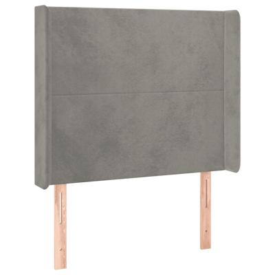 Hoofdbord met randen 203x16x118/128 cm fluweel lichtgrijs - thumbnail