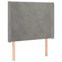 Hoofdbord met randen 83x16x78/88 cm fluweel lichtgrijs - thumbnail