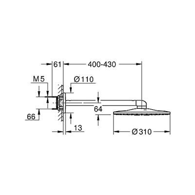 Regendoucheset Grohe Rainshower SmartActive Cube 31 cm met Wandarm Rond Cool Sunrise Geborsteld - thumbnail
