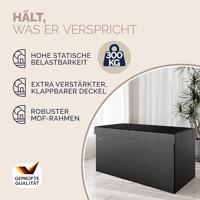 Opvouwbare Zitbank met opbergruimte en deksel - 80cm - Zwart - thumbnail