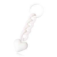 Sleutelhanger 4 grote Schakels & Hart - Wit - thumbnail