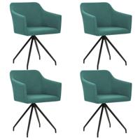 vidaXL Eetkamerstoelen draaibaar 4 st stof groen - thumbnail